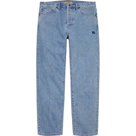 supreme burberry denim|supreme washed blue jeans.